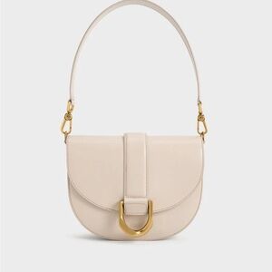 Charles & Keith Gabine Saddle Bag in Oat (M)